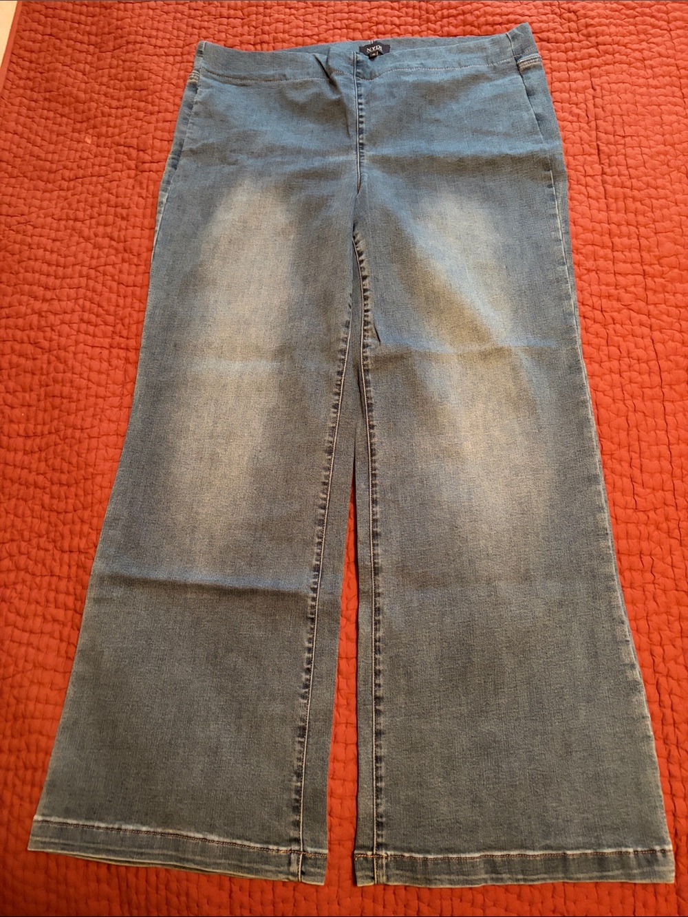 NYDJ Size 18 Pull-On Blue Wide-Leg Denim Jeans